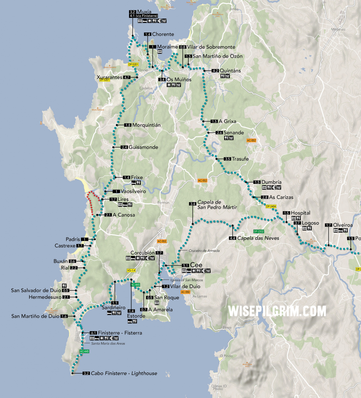 Camino to Finisterre & Muxía Map 3